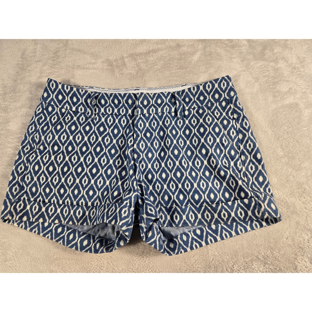 Dear John American Classic Stone Blue Ikat Diamond Print Cuffed Shorts Size 28